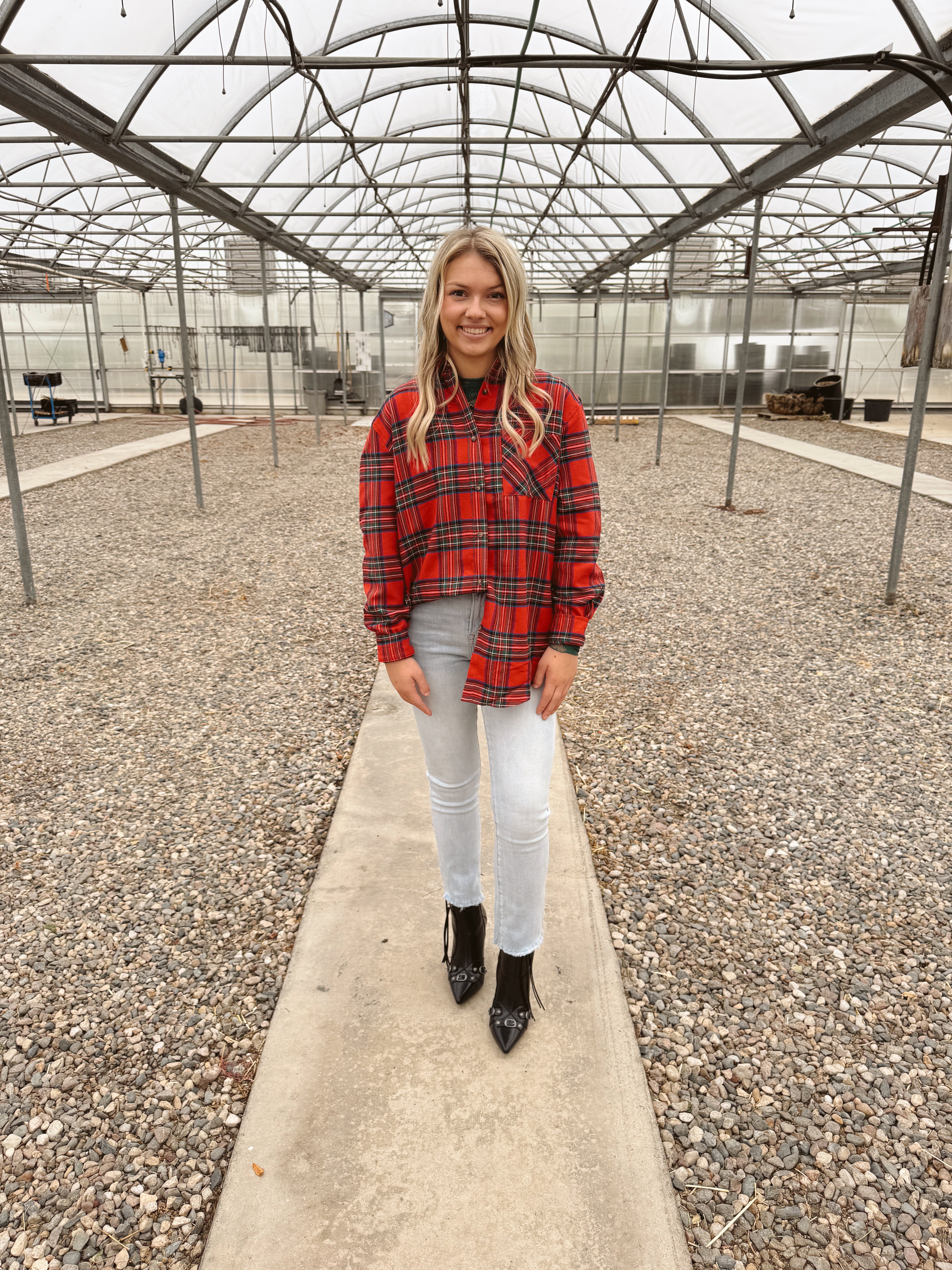 Red Ribbon Button Down Top-Final Sale-Long Sleeve Tops-Lamiel-The Silo Boutique, Women's Fashion Boutique Located in Warren and Grand Forks North Dakota