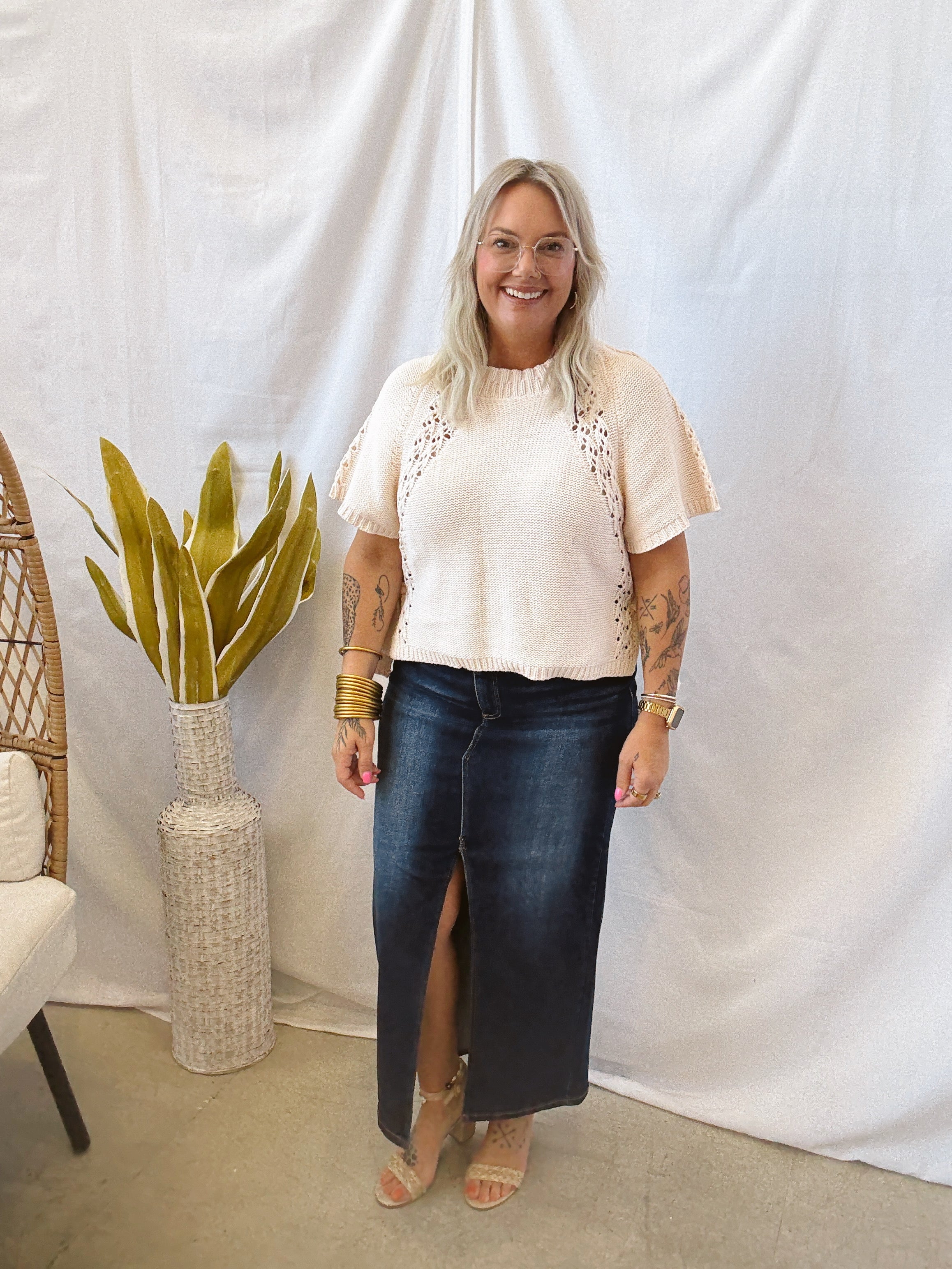 Risen Dark Wash Skirt-Final Sale-Skirts-risen-The Silo Boutique, Women's Fashion Boutique Located in Warren and Grand Forks North Dakota