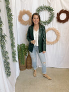 Skies Leather Blazer-Hunter Green-Blazers-skies are blue-The Silo Boutique, Women's Fashion Boutique Located in Warren and Grand Forks North Dakota
