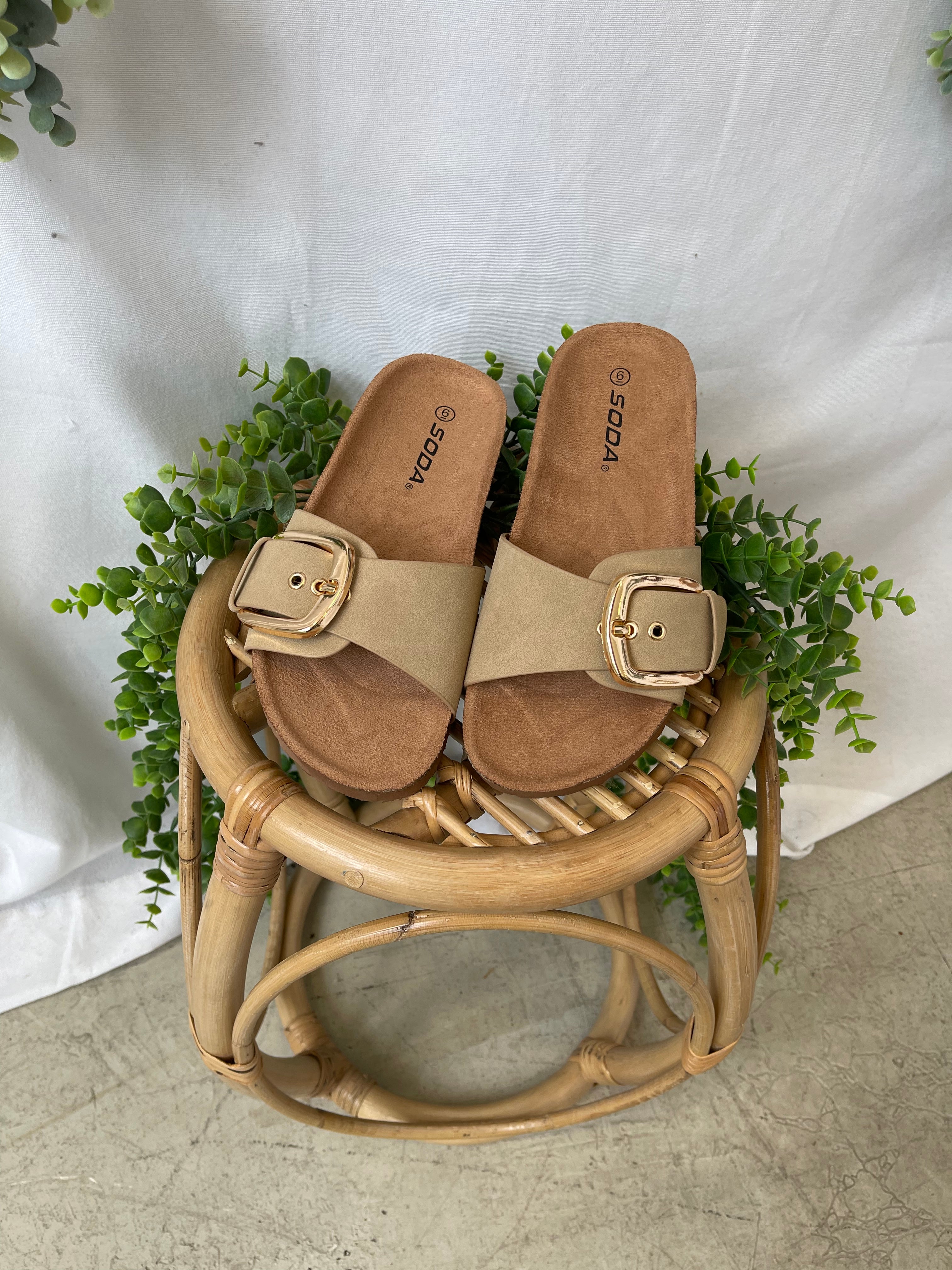 Soda Lizzy Sandal-Tan-Final Sale-Shoes-soda-The Silo Boutique, Women's Fashion Boutique Located in Warren and Grand Forks North Dakota