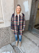 Annie Classic Plaid Shacket Green and Navy-Shackets-adora-The Silo Boutique, Women's Fashion Boutique Located in Warren and Grand Forks North Dakota