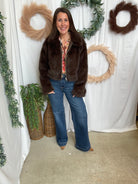 Gia Faux Fur Jacket-Brown-Coats & Jackets-blu pepper-The Silo Boutique, Women's Fashion Boutique Located in Warren and Grand Forks North Dakota