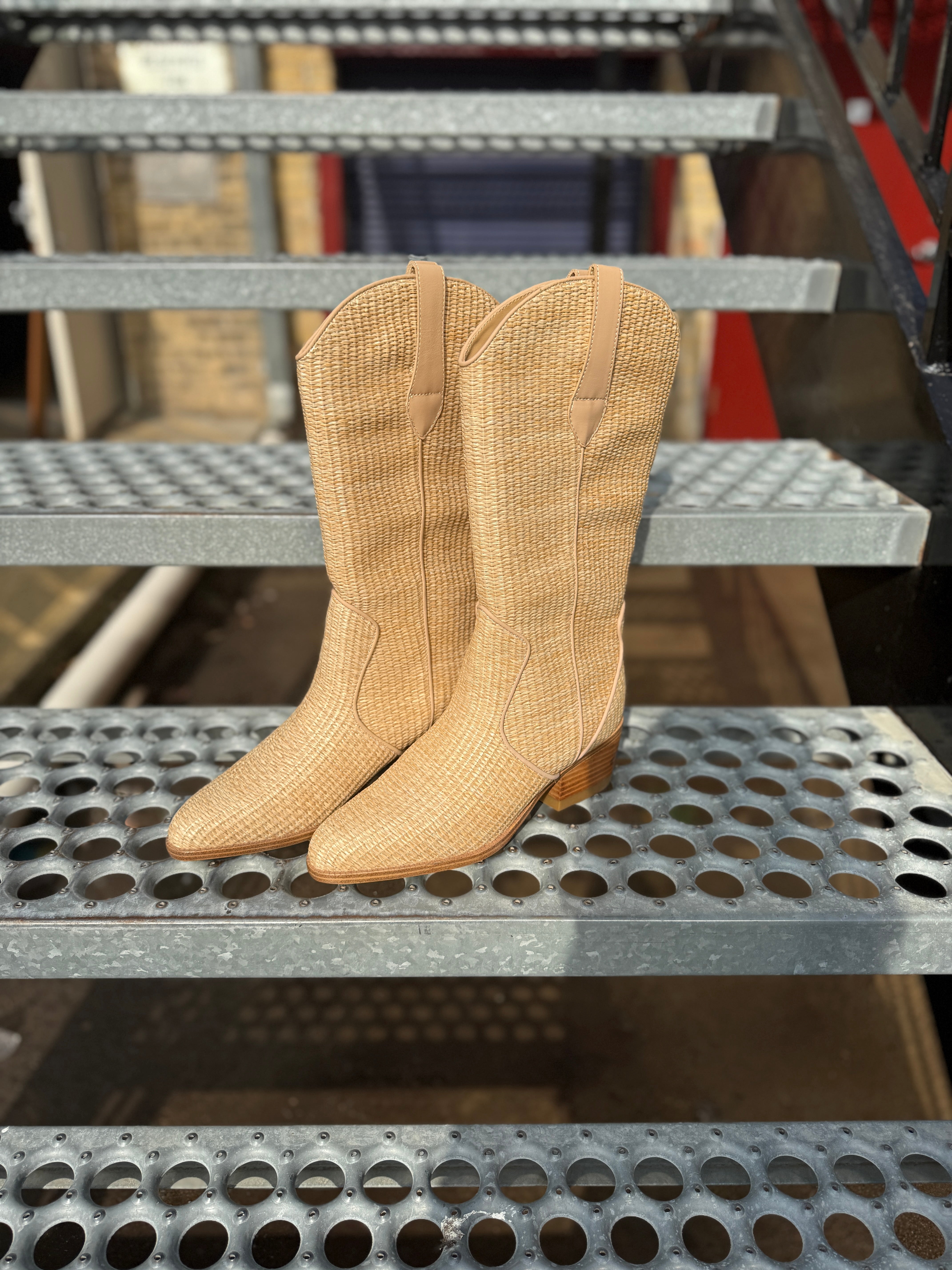 MIA Natural Leat Jenah Raffia Boot-Boots-MIA-The Silo Boutique, Women's Fashion Boutique Located in Warren and Grand Forks North Dakota