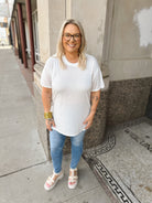 White Slub Oversized Tee-Short Sleeve Top-wishlist-The Silo Boutique, Women's Fashion Boutique Located in Warren and Grand Forks North Dakota