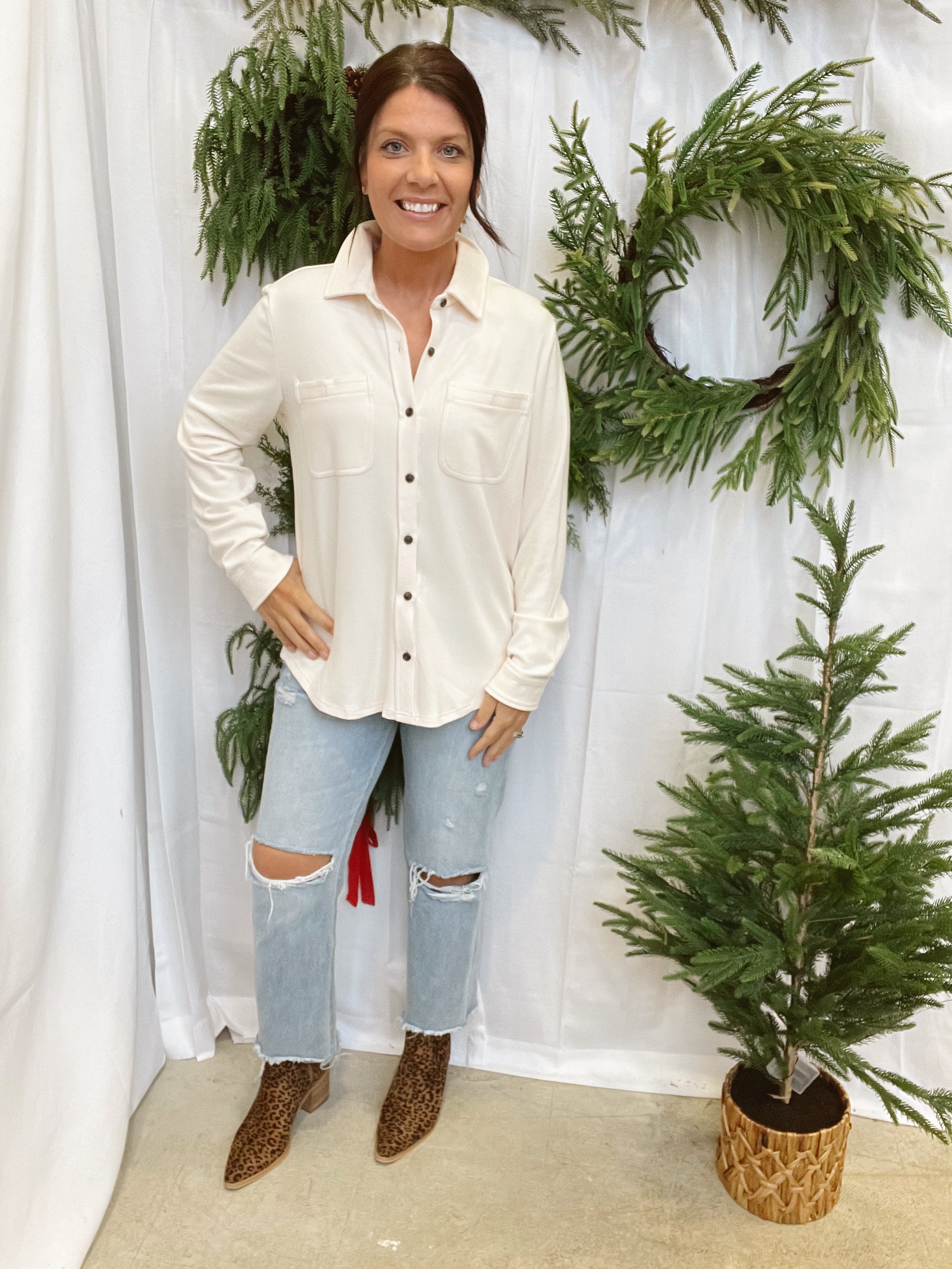 Super Soft Button Up Top-Cream-Final Sale-Long Sleeve Tops-panache-The Silo Boutique, Women's Fashion Boutique Located in Warren and Grand Forks North Dakota