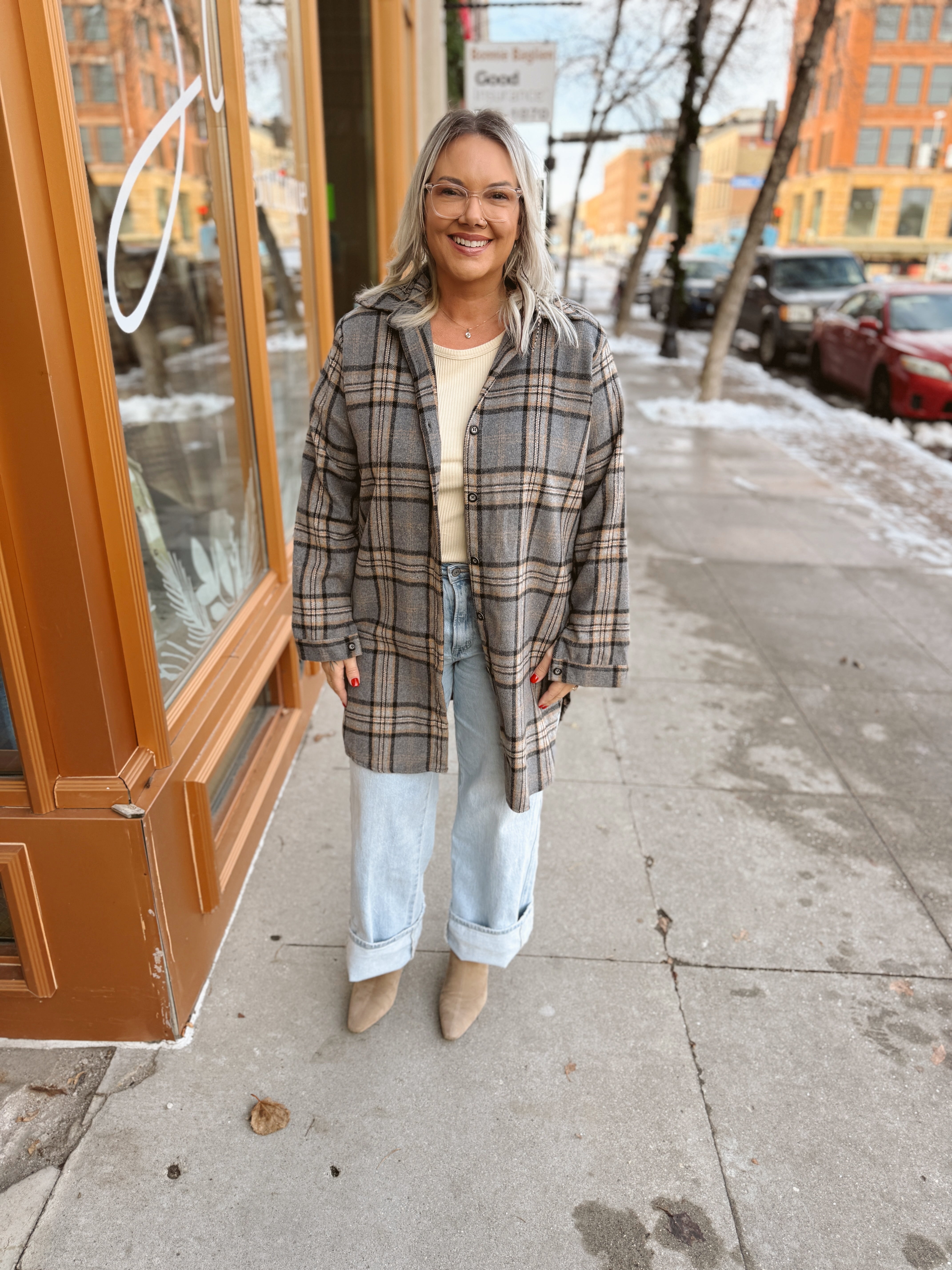 Charcoal Mix Shacket-Shackets-adora-The Silo Boutique, Women's Fashion Boutique Located in Warren and Grand Forks North Dakota