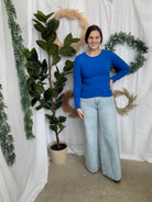 Mono B Essential Long Sleeve Top-Indigo-Long Sleeve Tops-mono b-The Silo Boutique, Women's Fashion Boutique Located in Warren and Grand Forks North Dakota