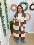 Kori Stripe Cardigan-Brown-Cardigans-forte-The Silo Boutique, Women's Fashion Boutique Located in Warren and Grand Forks North Dakota