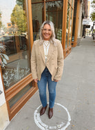 Tan Blazer with Gold Detail-Blazers-blu pepper-The Silo Boutique, Women's Fashion Boutique Located in Warren and Grand Forks North Dakota