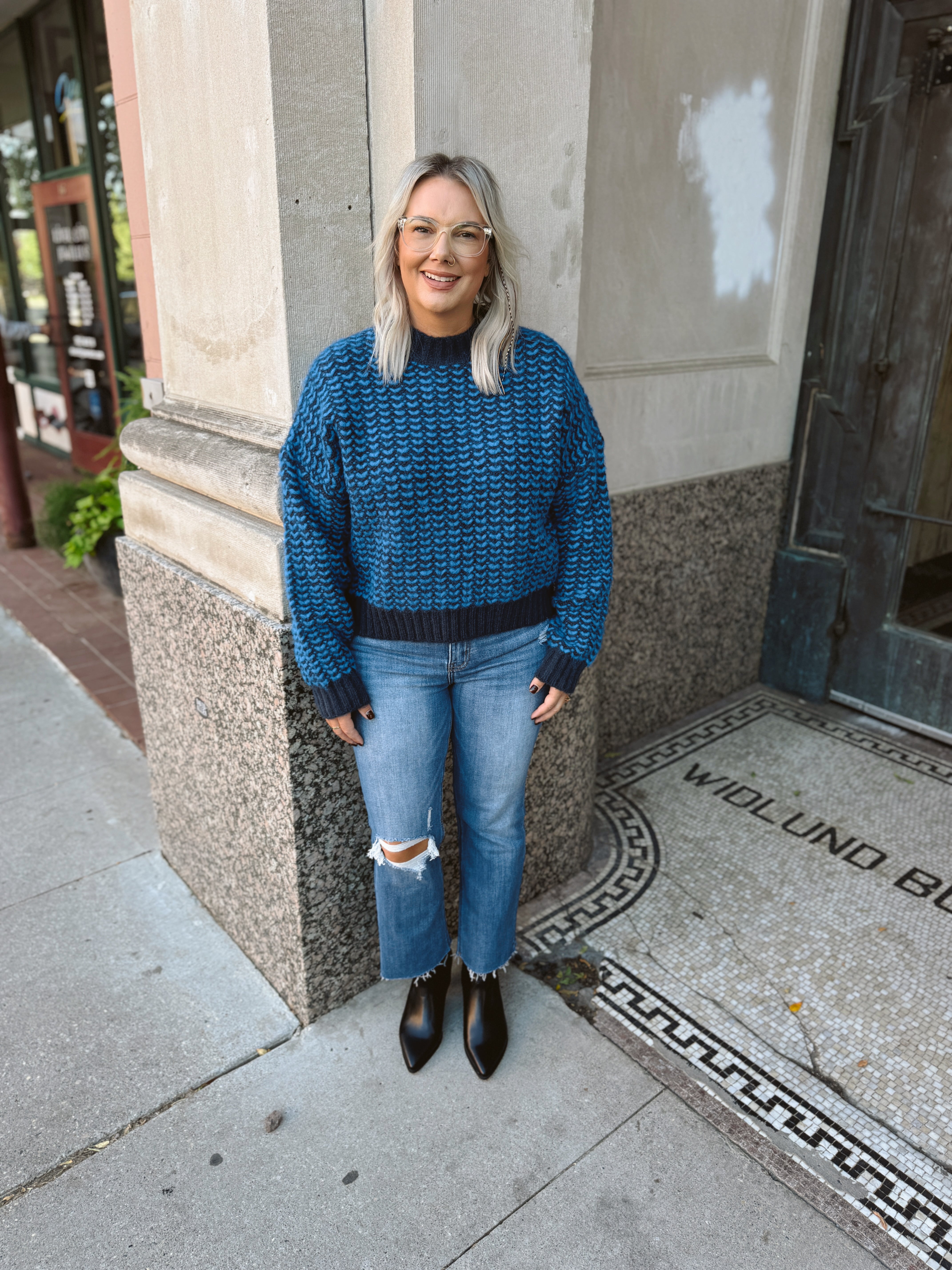 Apricot Chevron Oversized Tonal Sweater-Sweaters-Apricot-The Silo Boutique, Women's Fashion Boutique Located in Warren and Grand Forks North Dakota