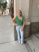 Kelly Green Sleeveless Top-Tank Tops-bibi-The Silo Boutique, Women's Fashion Boutique Located in Warren and Grand Forks North Dakota