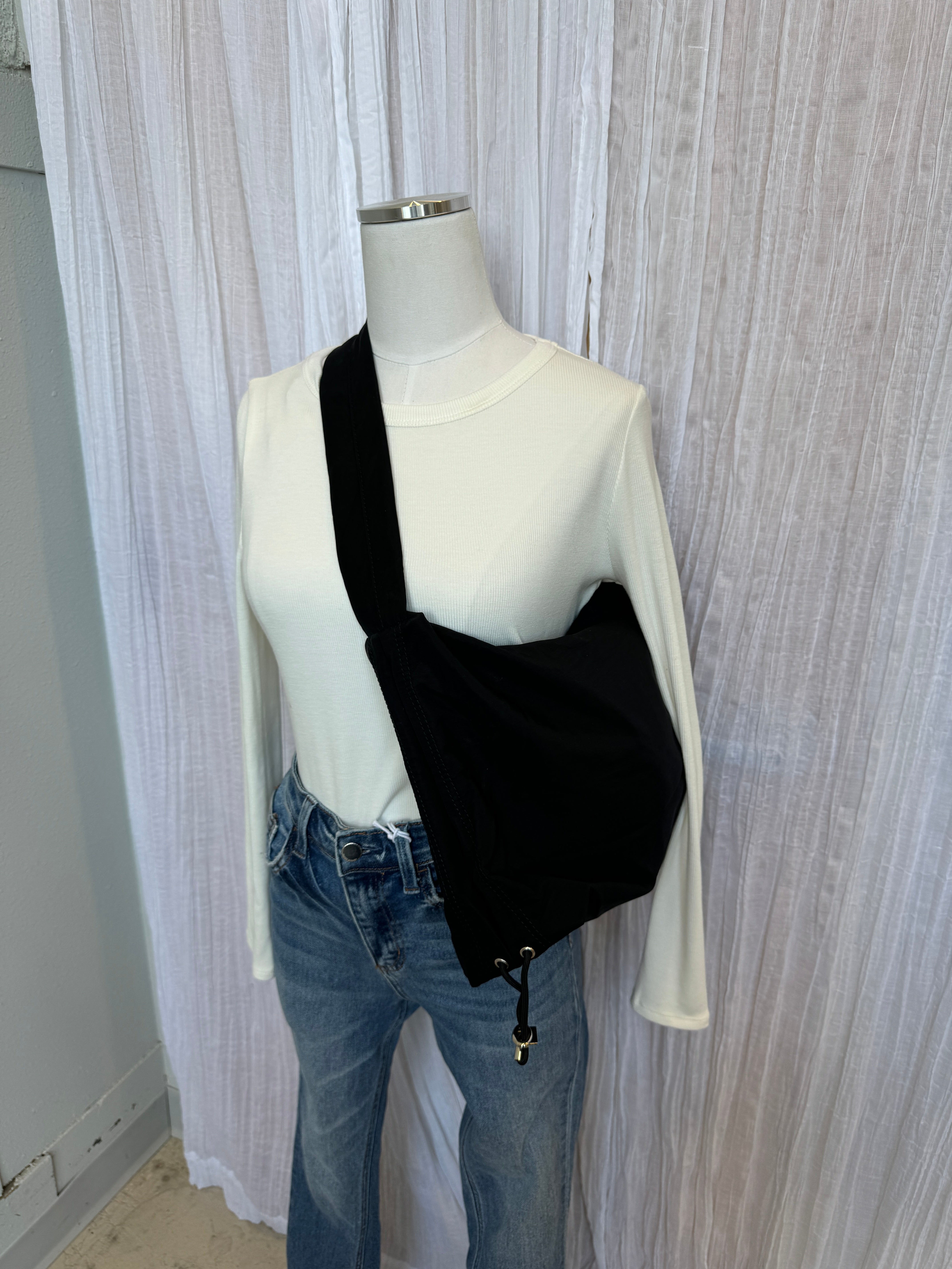 Large Nylon Messenger Purse-Black-Final Sale-Purses-Fame-The Silo Boutique, Women's Fashion Boutique Located in Warren and Grand Forks North Dakota