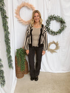 Betsey Black Striped Cardigan-Cardigans-eesome-The Silo Boutique, Women's Fashion Boutique Located in Warren and Grand Forks North Dakota