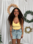 Ribbed V Neck Cami Bra-Yellow-Bralettes-by together-The Silo Boutique, Women's Fashion Boutique Located in Warren and Grand Forks North Dakota