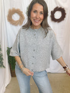 Quinn Quarter Sleeve Cardigan-Gray-Sweaters-hyfve-The Silo Boutique, Women's Fashion Boutique Located in Warren and Grand Forks North Dakota