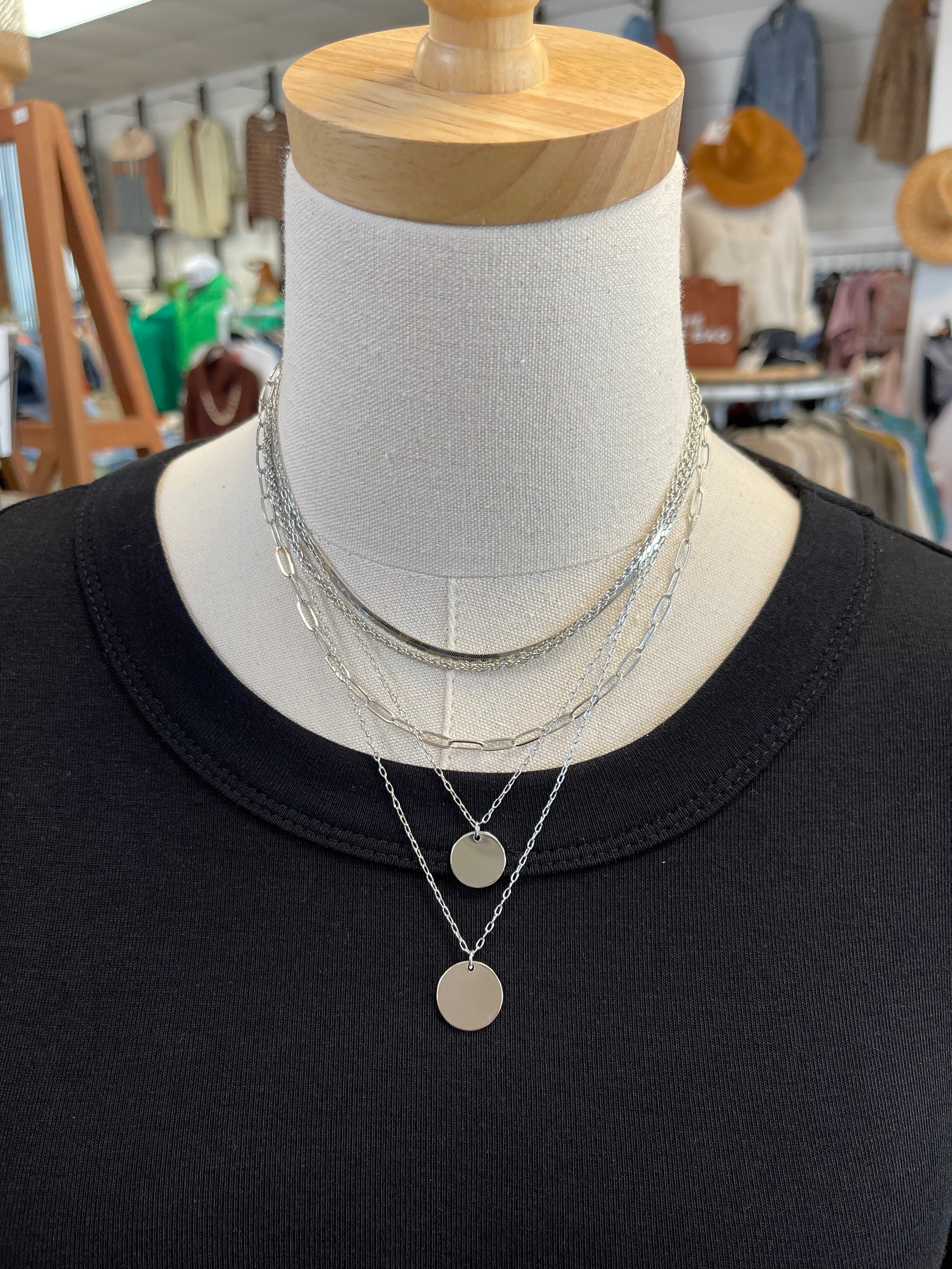 Coin Layered Necklace-Necklaces-Fame-The Silo Boutique, Women's Fashion Boutique Located in Warren and Grand Forks North Dakota