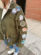 Olive Patch Utility Jacket-Coats & Jackets-jade-The Silo Boutique, Women's Fashion Boutique Located in Warren and Grand Forks North Dakota