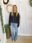 Kelsey Raw Edge Seam Cardigan-Navy-Sweaters-blu pepper-The Silo Boutique, Women's Fashion Boutique Located in Warren and Grand Forks North Dakota
