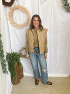 Elan Quilted Vest-Tan-Coats & Jackets-elan-The Silo Boutique, Women's Fashion Boutique Located in Warren and Grand Forks North Dakota