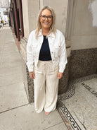 White Skies Denim Jacket-Online Only Final Sale-Coats & Jackets-skies are blue-The Silo Boutique, Women's Fashion Boutique Located in Warren and Grand Forks North Dakota