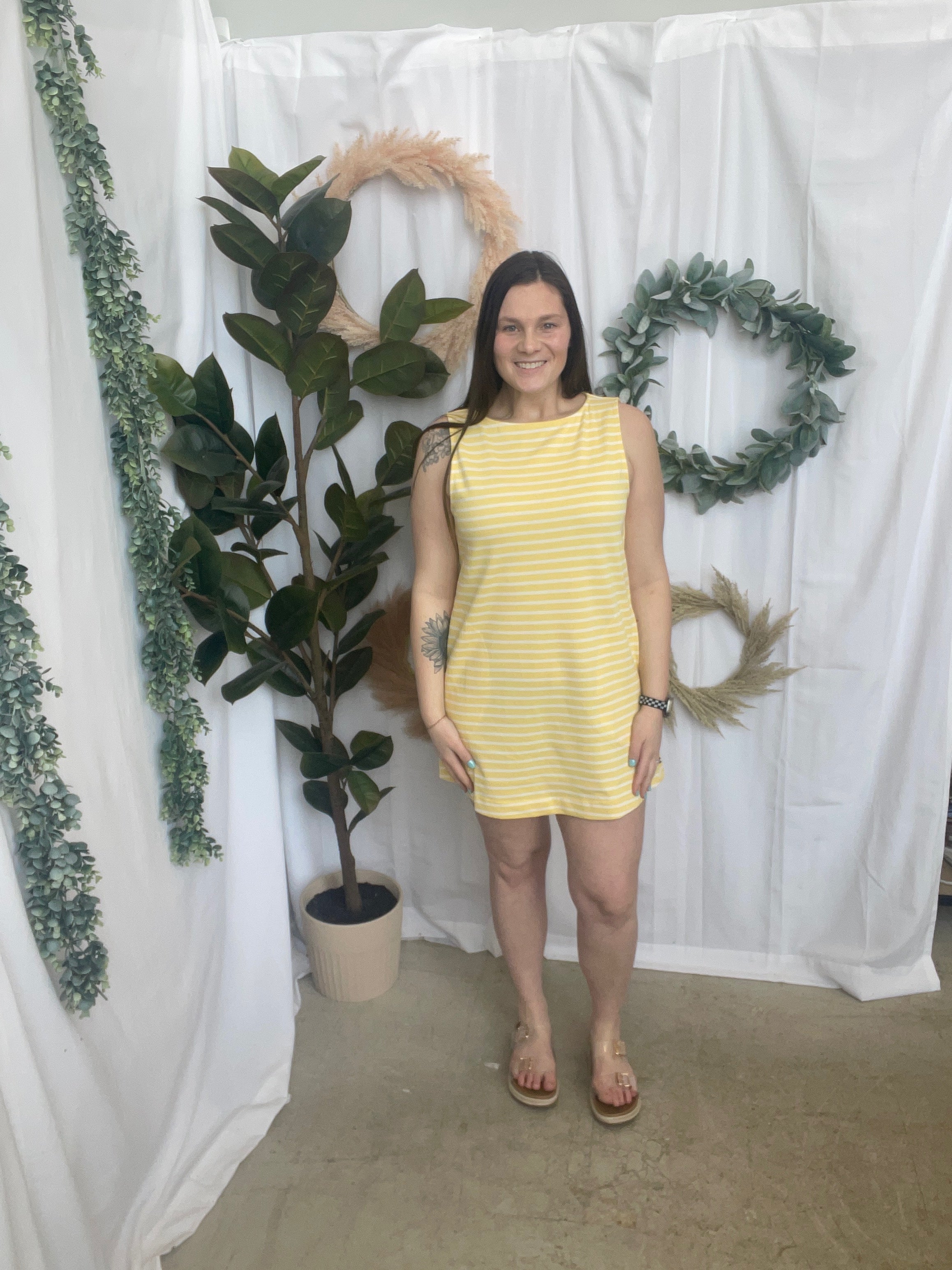 Archie Stripe Dress-Yellow-The Silo Boutique-The Silo Boutique, Women's Fashion Boutique Located in Warren and Grand Forks North Dakota