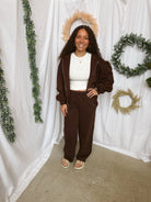 Lani Wide Leg Sweatpants-Brown-sweatpants-tictoc-The Silo Boutique, Women's Fashion Boutique Located in Warren and Grand Forks North Dakota