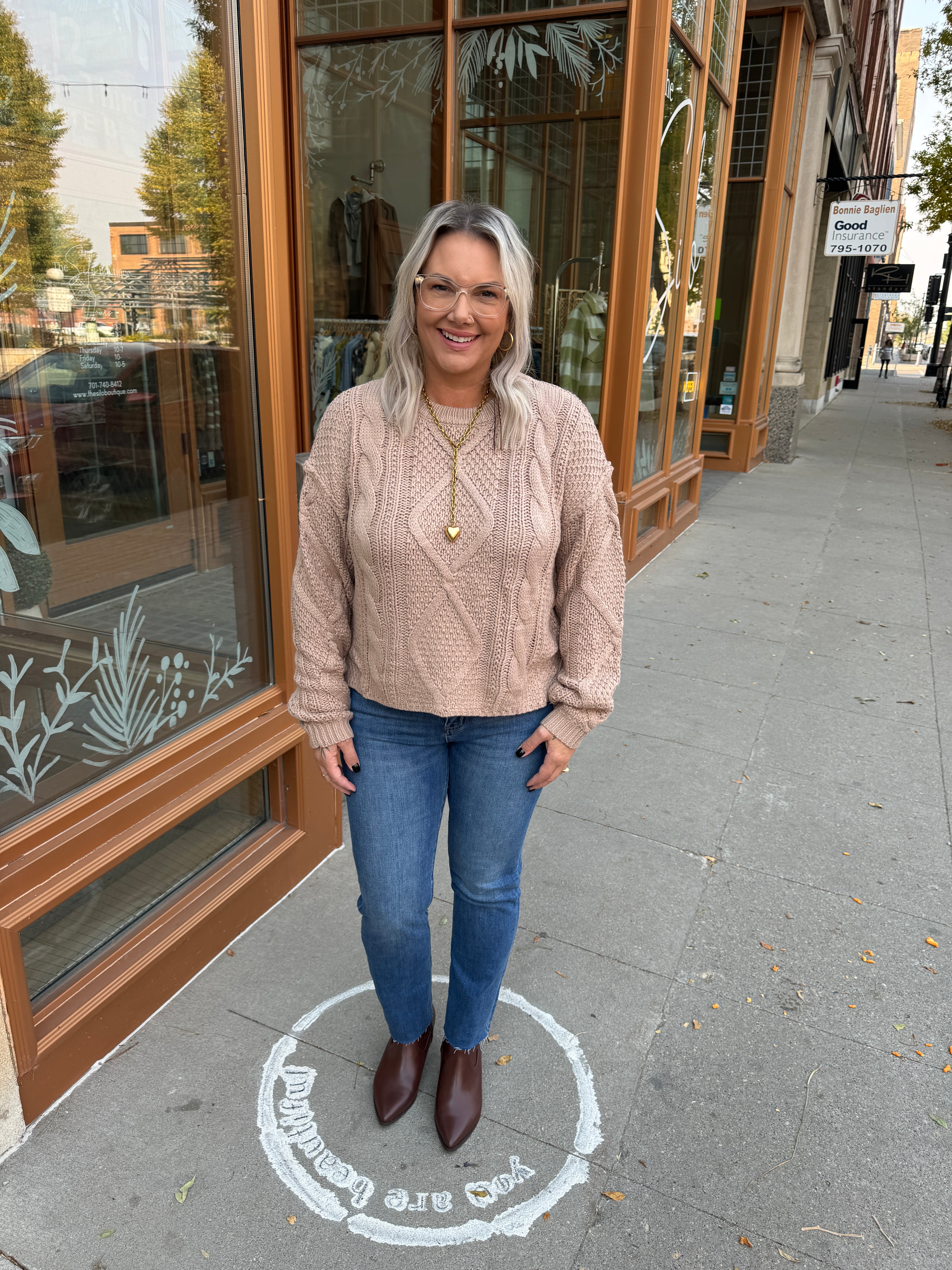 Adela Knit Sweater-Oat-Sweaters-aemi-The Silo Boutique, Women's Fashion Boutique Located in Warren and Grand Forks North Dakota