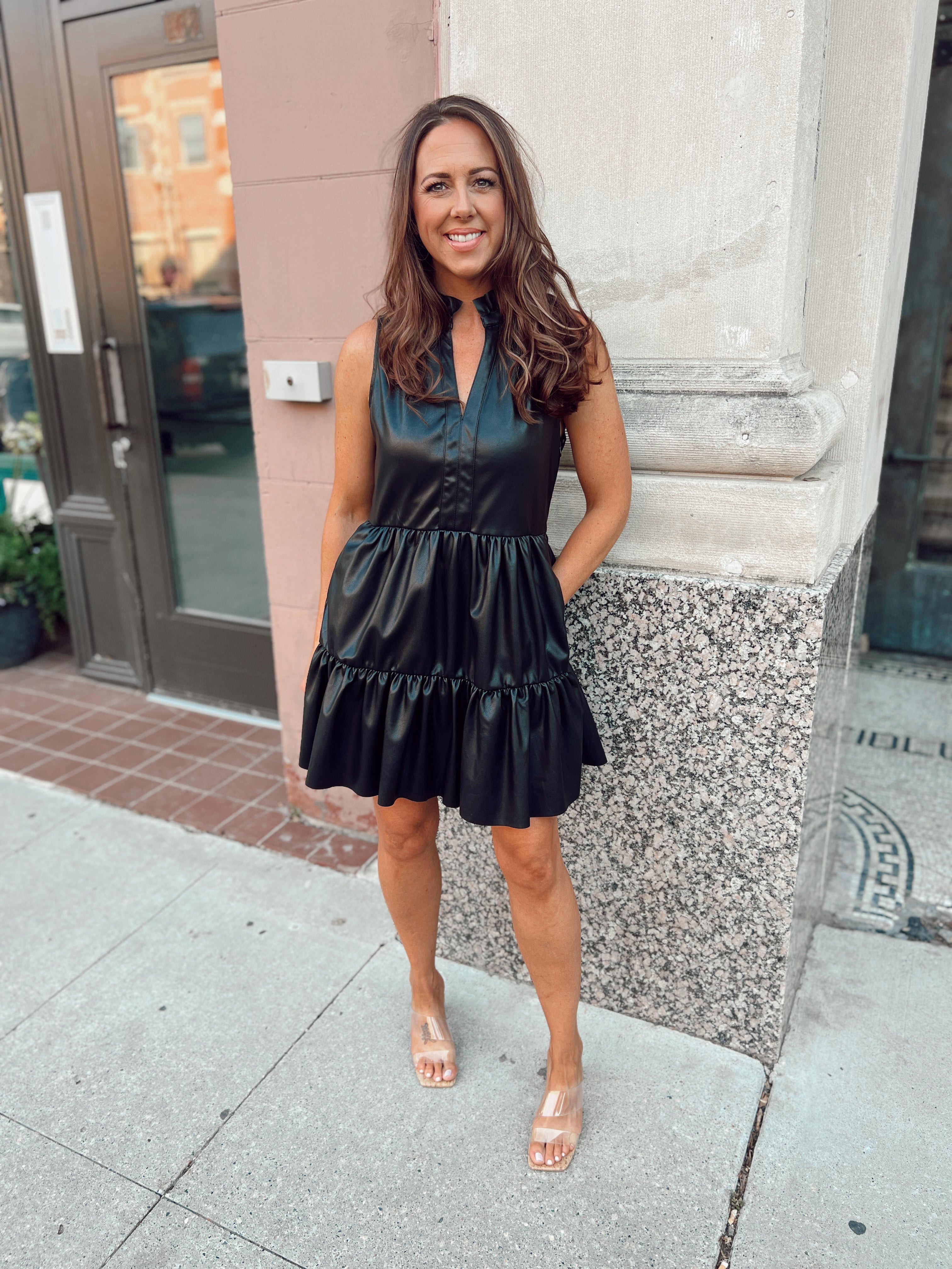 Black Leather Dress-Dresses-fate-The Silo Boutique, Women's Fashion Boutique Located in Warren and Grand Forks North Dakota