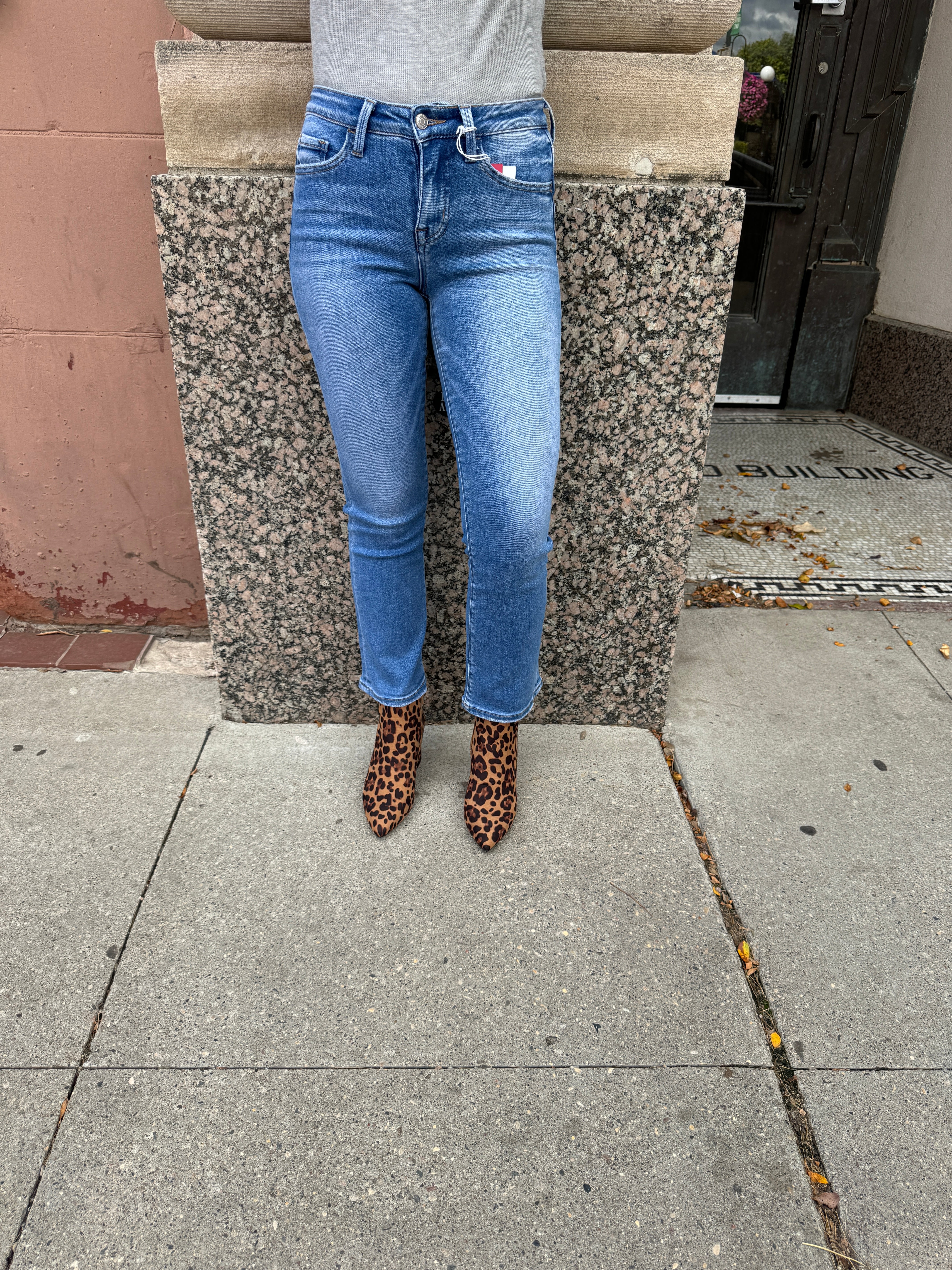 Lovervet Nile Blue Crop Flare Jeans-Jeans-lovervet-The Silo Boutique, Women's Fashion Boutique Located in Warren and Grand Forks North Dakota