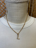 Rhinestone Initial Necklace-Necklaces-Fame-The Silo Boutique, Women's Fashion Boutique Located in Warren and Grand Forks North Dakota