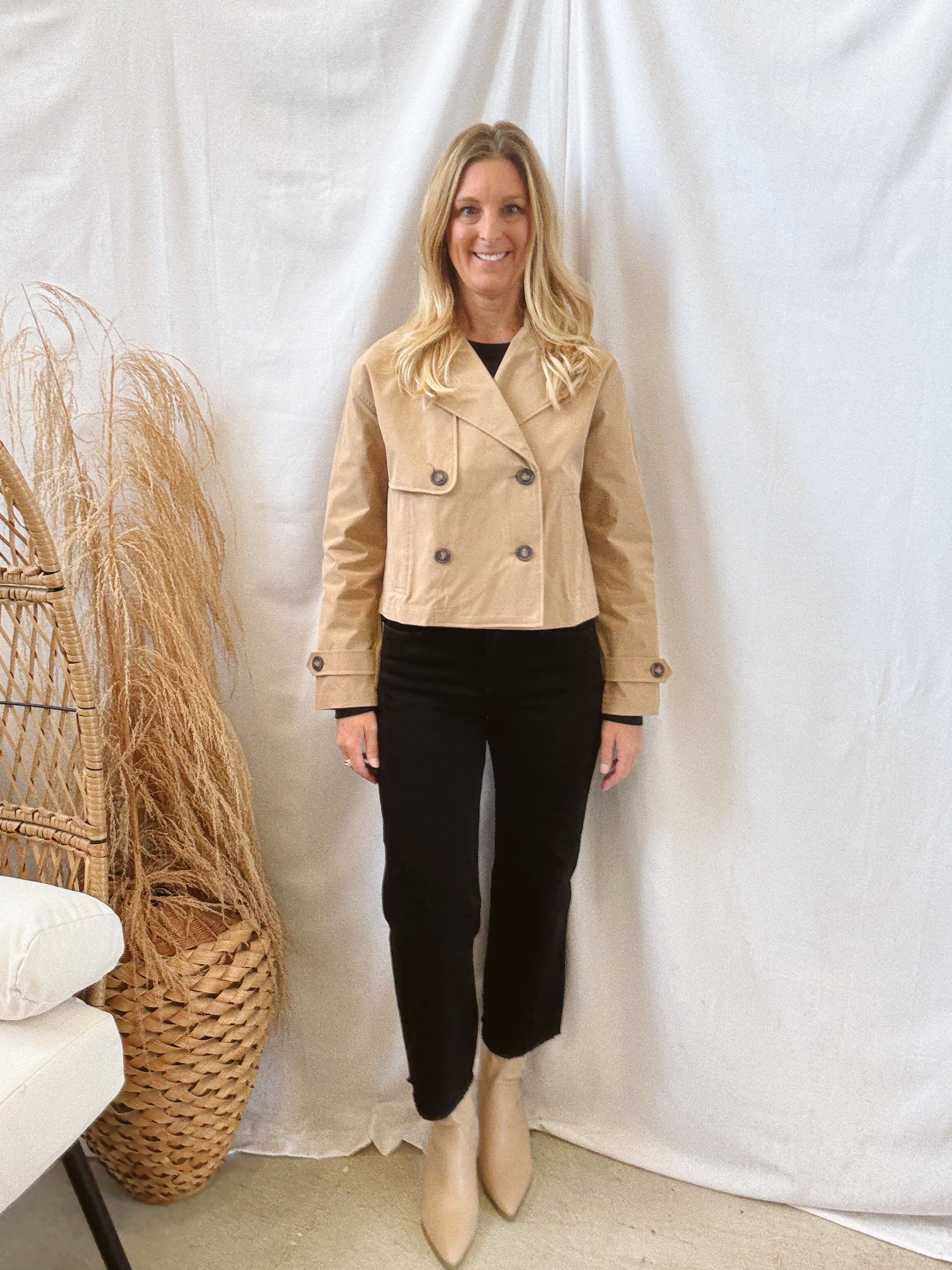 Khaki Short Trench Jacket-Coats & Jackets-active basics-The Silo Boutique, Women's Fashion Boutique Located in Warren and Grand Forks North Dakota