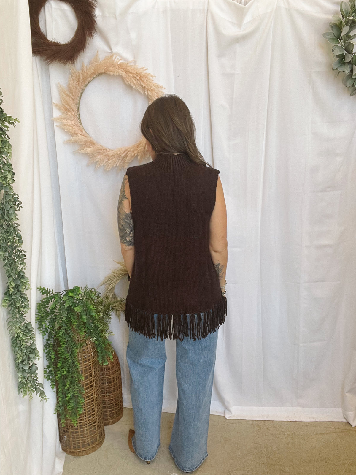 Felicia Fringe Sweater Vest-Brown-Vests-hyfve-The Silo Boutique, Women's Fashion Boutique Located in Warren and Grand Forks North Dakota