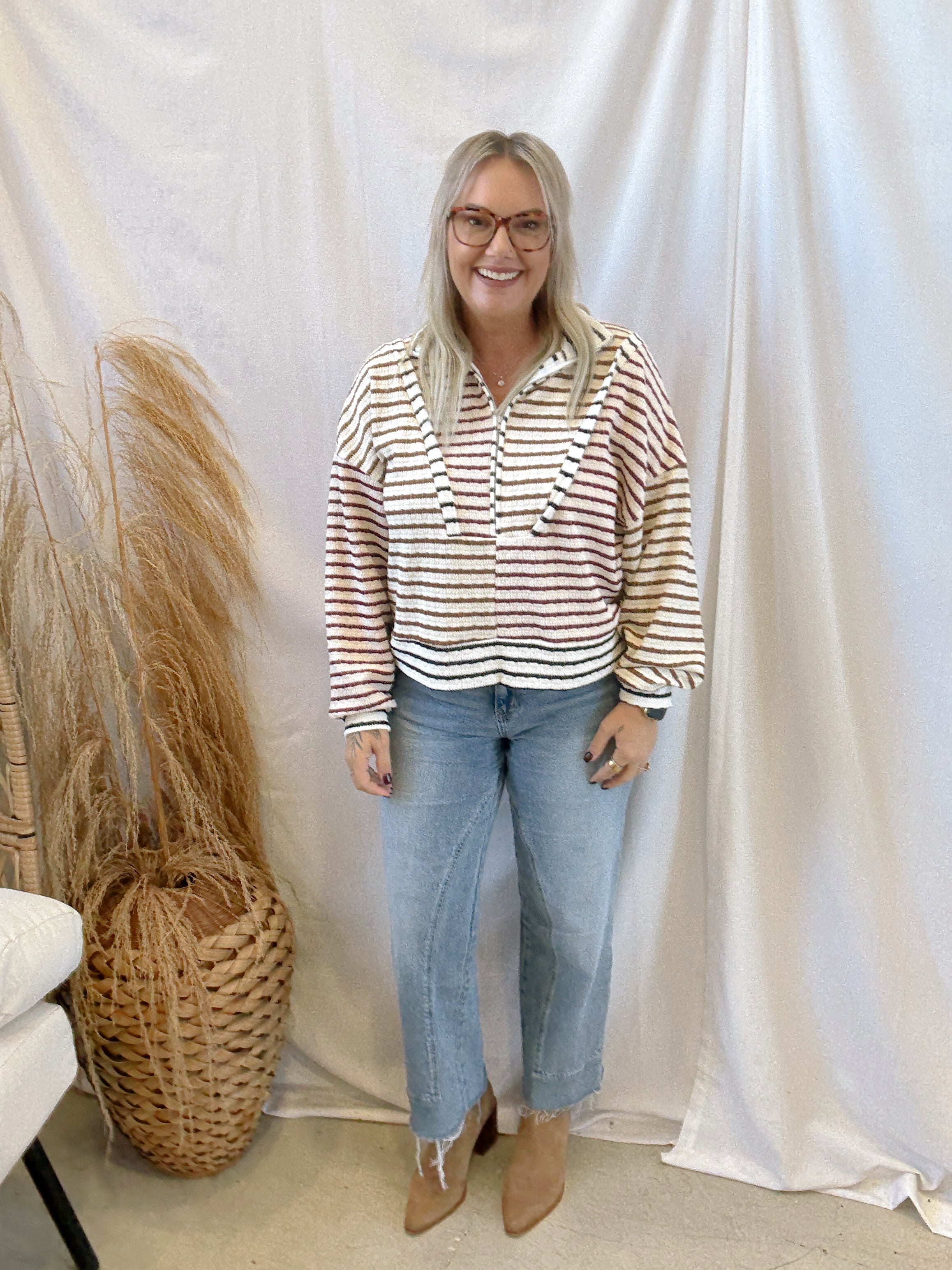 Wine Funnel Neck Quarter Zip-Final Sale-Sweatshirts-bucketlist-The Silo Boutique, Women's Fashion Boutique Located in Warren and Grand Forks North Dakota