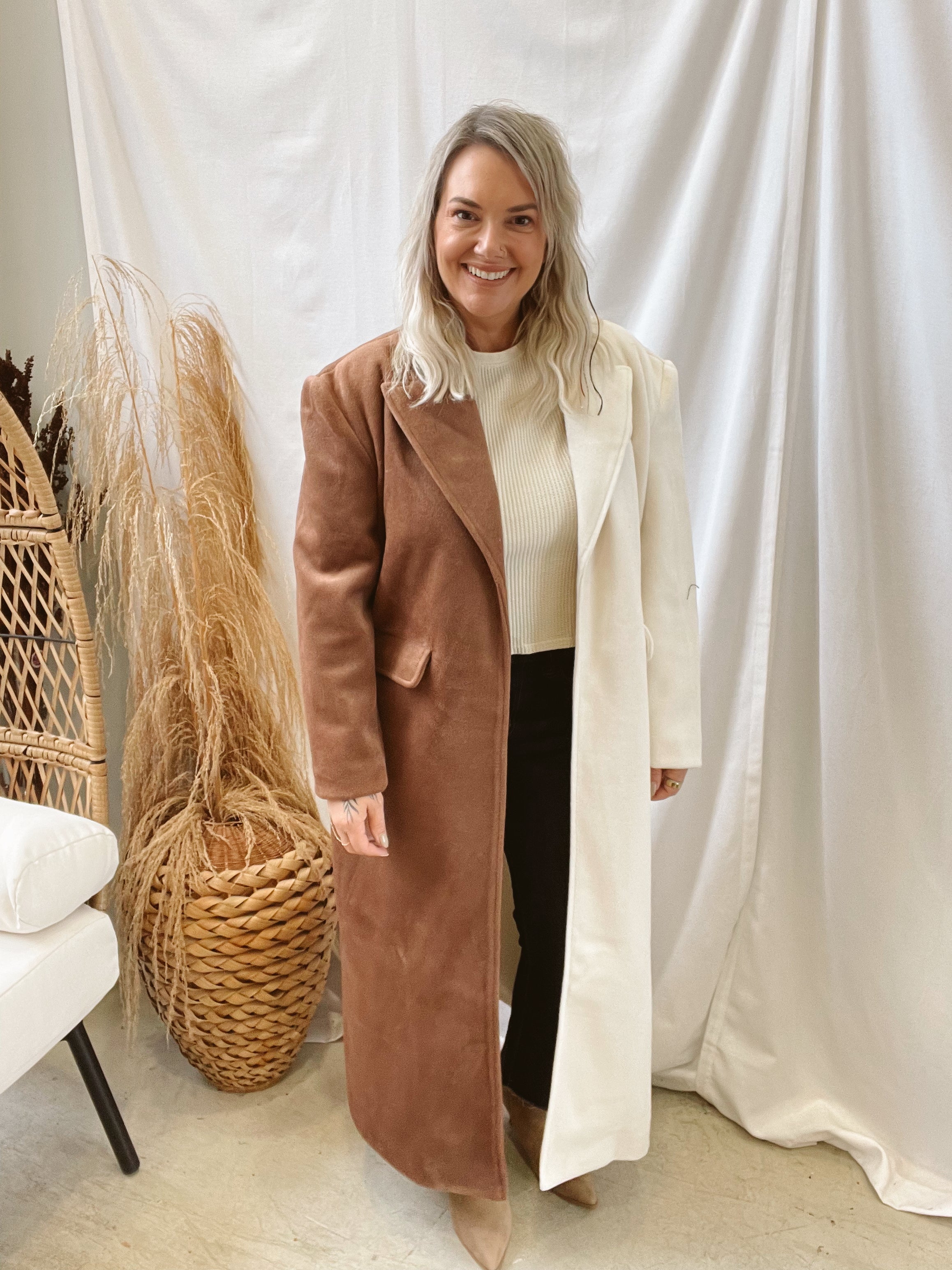 Two Tone Tuxedo Jacket-Final Sale-Coats & Jackets-blue B-The Silo Boutique, Women's Fashion Boutique Located in Warren and Grand Forks North Dakota