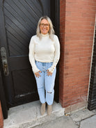 Lux Mock Neck Sweater-Cream-Sweaters-ENTRO-The Silo Boutique, Women's Fashion Boutique Located in Warren and Grand Forks North Dakota