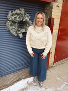 Lace Trim Pointelle Sweater Cream-Sweaters-&merci-The Silo Boutique, Women's Fashion Boutique Located in Warren and Grand Forks North Dakota