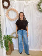 Kori Cable Short Sleeve Sweater-Black-Sweaters-hyfve-The Silo Boutique, Women's Fashion Boutique Located in Warren and Grand Forks North Dakota
