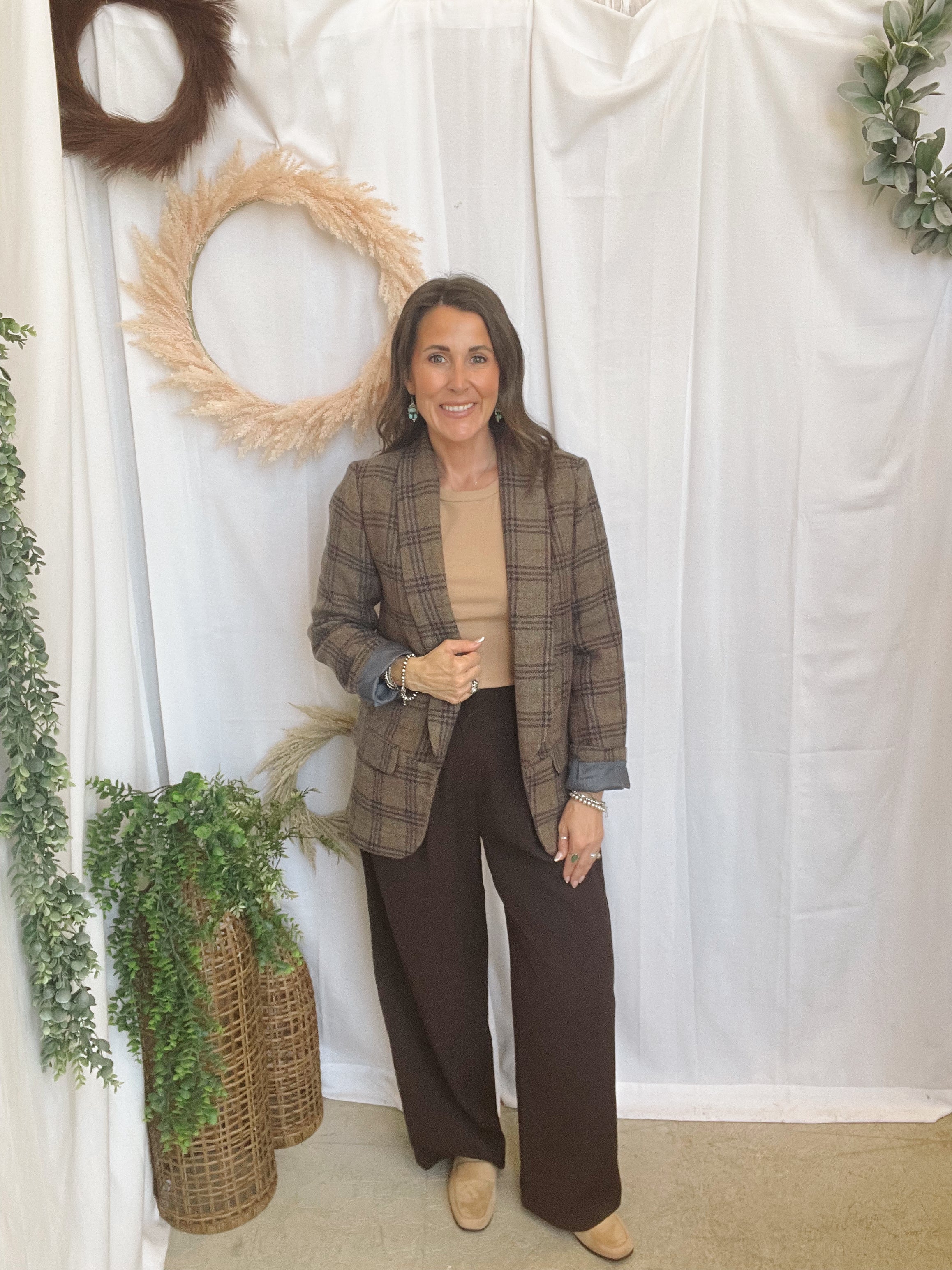 Jane Wide Tuck Pants-Brown-sweatpants-jade by jane-The Silo Boutique, Women's Fashion Boutique Located in Warren and Grand Forks North Dakota