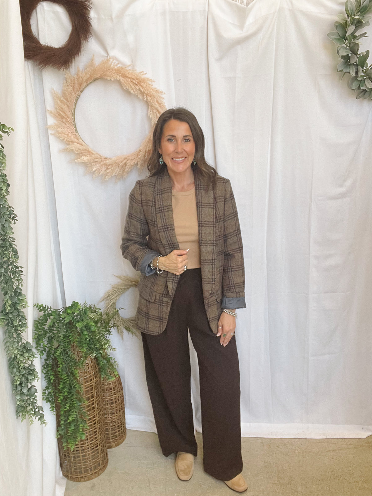 Jane Wide Tuck Pants-Brown-sweatpants-jade by jane-The Silo Boutique, Women's Fashion Boutique Located in Warren and Grand Forks North Dakota