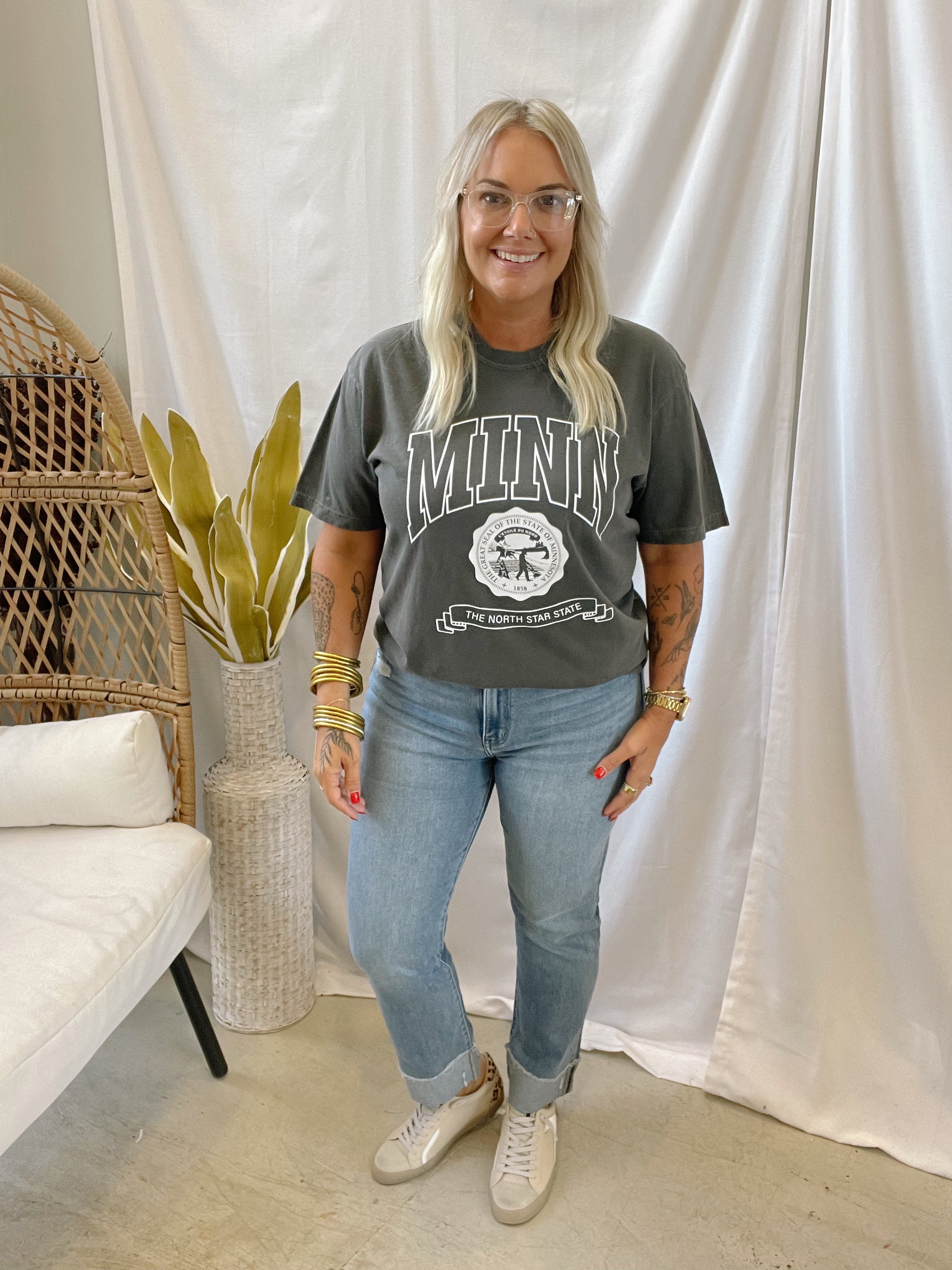 Charcoal Minnesota Tee-Final Sale-Graphic Tees-218-The Silo Boutique, Women's Fashion Boutique Located in Warren and Grand Forks North Dakota
