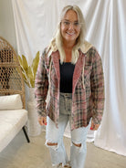 Washed Merlot Plaid Hooded Shacket-Final Sale-Blazers-mystree-The Silo Boutique, Women's Fashion Boutique Located in Warren and Grand Forks North Dakota