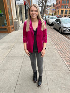 Viv Velvet Blazer Magenta-Final Sale Online Only-Blazers-skies are blue-The Silo Boutique, Women's Fashion Boutique Located in Warren and Grand Forks North Dakota