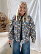 Washed Floral Print Jacket-Final Sale-Coats & Jackets-bibi-The Silo Boutique, Women's Fashion Boutique Located in Warren and Grand Forks North Dakota