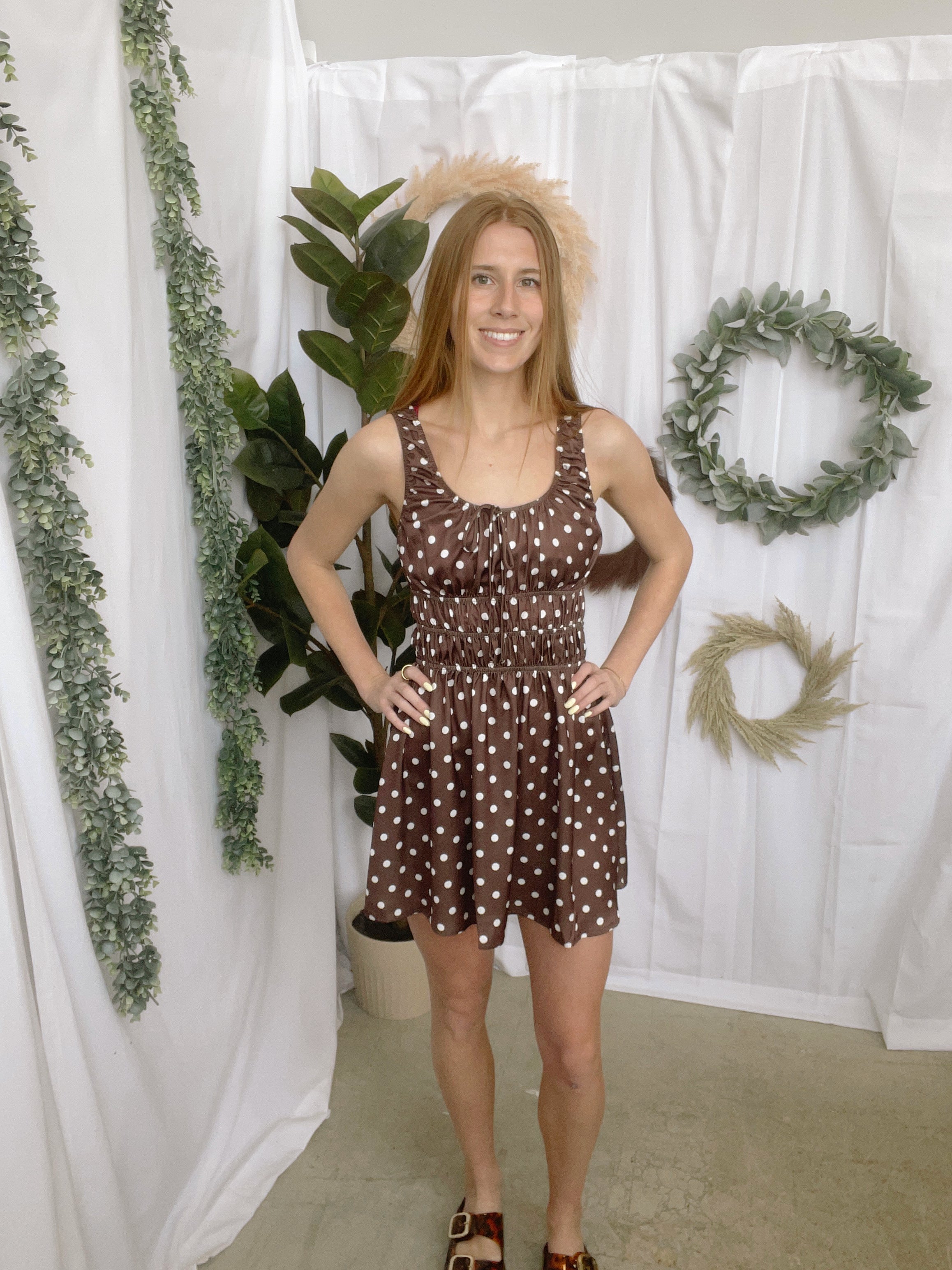 Polka Dot Brown Dress-Dresses-hyfve-The Silo Boutique, Women's Fashion Boutique Located in Warren and Grand Forks North Dakota