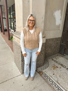 Chunky Cable Knit Sweater Vest-Camel-Final Sale-Vests-be cool-The Silo Boutique, Women's Fashion Boutique Located in Warren and Grand Forks North Dakota