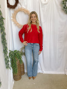 Zara Knit Sweater-Red-Long Sleeve Tops-hyfve-The Silo Boutique, Women's Fashion Boutique Located in Warren and Grand Forks North Dakota