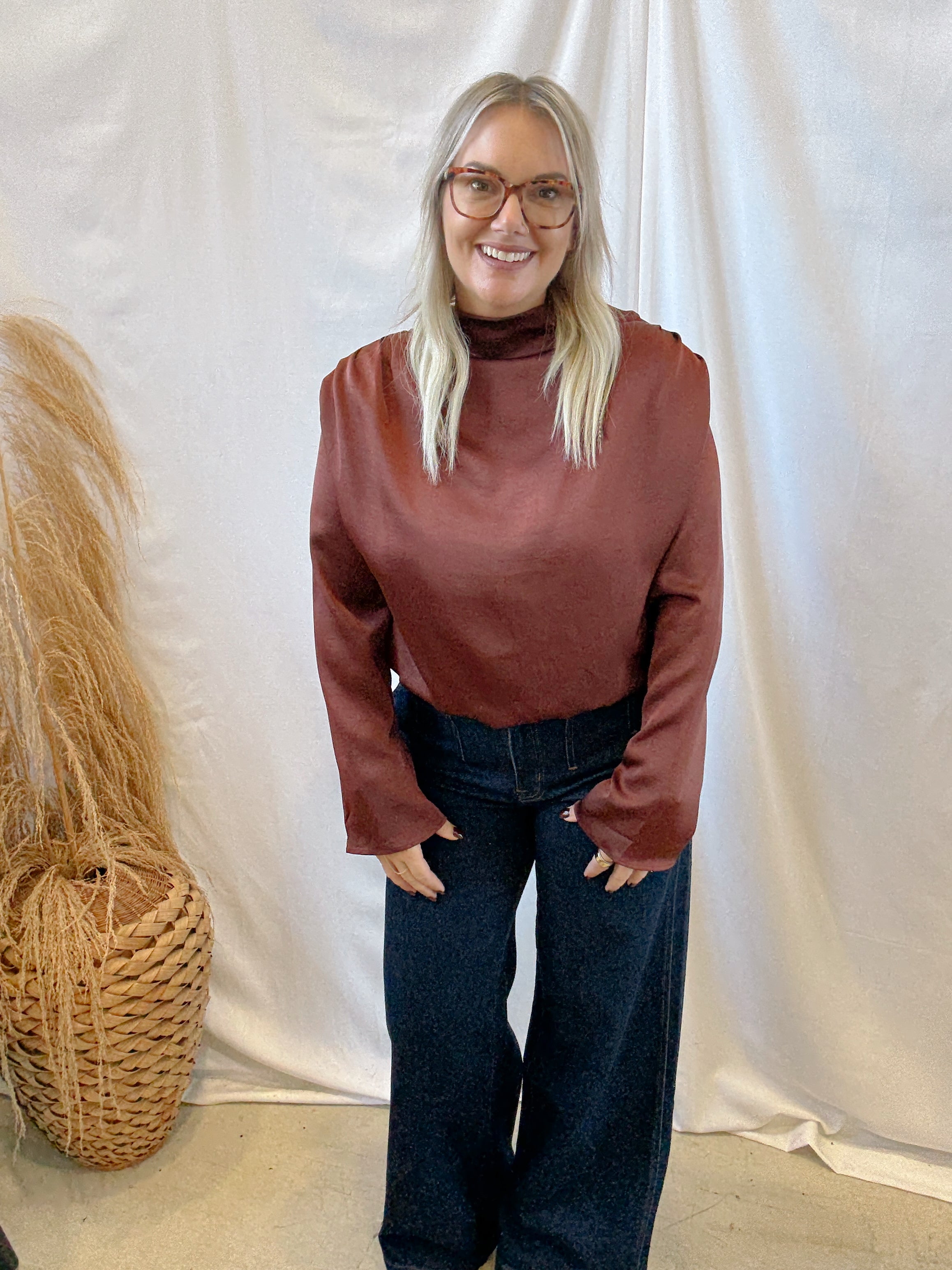 Glam Sienna Mock Neck Top-Final Sale-Long Sleeve Tops-glam-The Silo Boutique, Women's Fashion Boutique Located in Warren and Grand Forks North Dakota