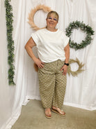 Jonie Polka Dot Pants-Taupe-Pants-oddi-The Silo Boutique, Women's Fashion Boutique Located in Warren and Grand Forks North Dakota