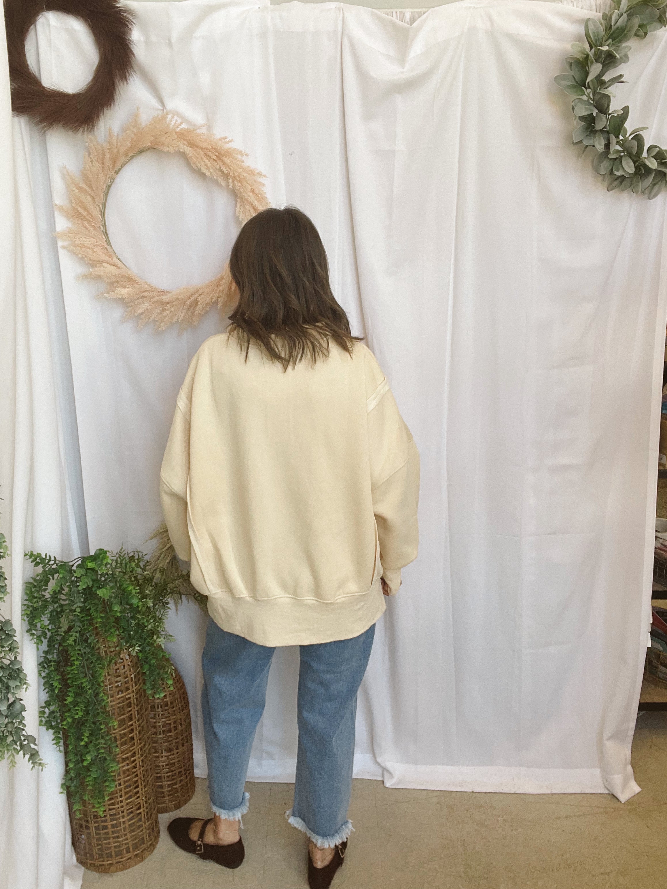 Sophie Snap Collar Sweatshirt-Cream-Sweatshirts-hyfve-The Silo Boutique, Women's Fashion Boutique Located in Warren and Grand Forks North Dakota