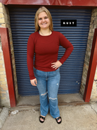 Long Sleeve Waffle Basic Top-The Silo Boutique-The Silo Boutique, Women's Fashion Boutique Located in Warren and Grand Forks North Dakota